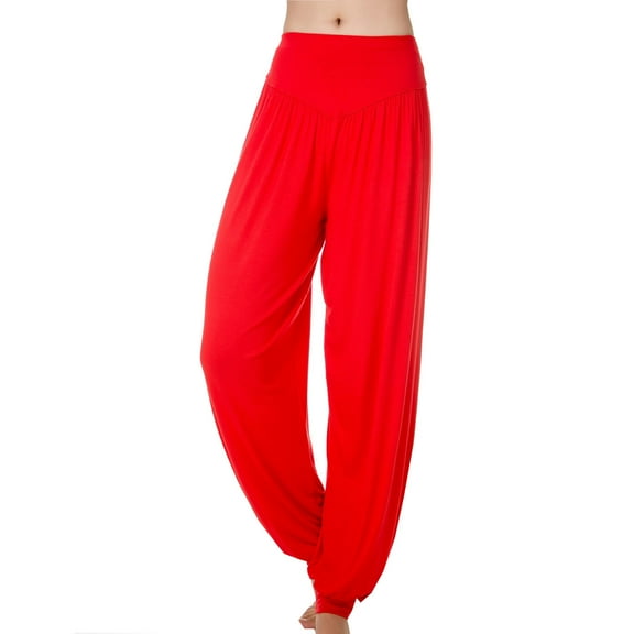 BLVB Women's Harem Pants for Beach & Lounge High Waisted Flowy Summer Boho Pants Yoga Sports Dance Pants Travel Trousers