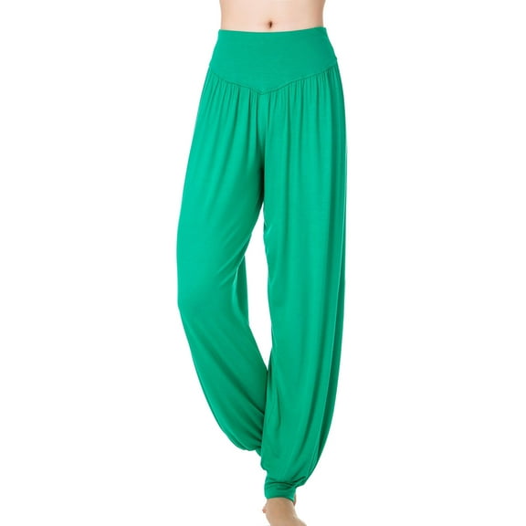 BLVB Women's Harem Pants for Beach & Lounge High Waisted Flowy Summer Boho Pants Yoga Sports Dance Pants Travel Trousers