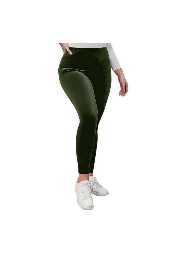 Women's High Waist Elastic Velvet Leggings Warm Yoga Pants Stretchy Soft Velour Leggings