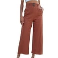 thumbnail image 1 of BLVB Women's High Waist Wide Leg Pants Business Work Office Casual Loose Long Pants Belted Trousers with Pockets, 1 of 5