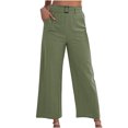 thumbnail image 1 of BLVB Women's High Waist Wide Leg Pants Business Work Office Casual Loose Long Pants Belted Trousers with Pockets, 1 of 5
