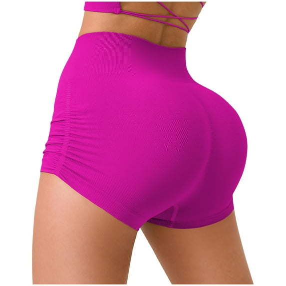 BLVB Women's High Waist Yoga Shorts Athletic Running Workout Biker Shorts for Women Solid Color Stretch Gym Outfits