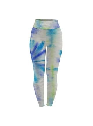 Workout Leggings for Women Yoga Leggings Tie Dye Print Blue Xl 