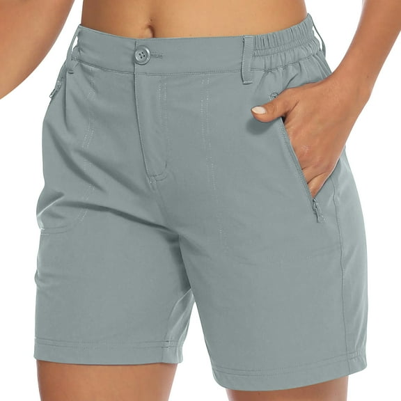 BLVB Women's Hiking Cargo Shorts with Pockets Work Golf Short Pants Lightweight Outdoor Active Summer Shorts for Women