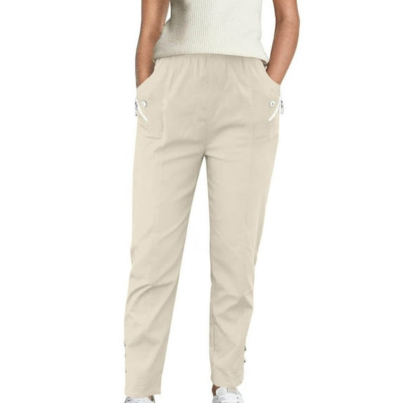 BLVB Women's Hiking Pants Elastic High Waist Lightweight Cargo Pants Pockets for Outdoor Travel Golf Active