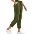 thumbnail image 1 of BLVB Women's Hiking Pants Quick Dry Lightweight Elastic Waist Drawstring Cargo Pants Joggers with Zipper Pockets, 1 of 5