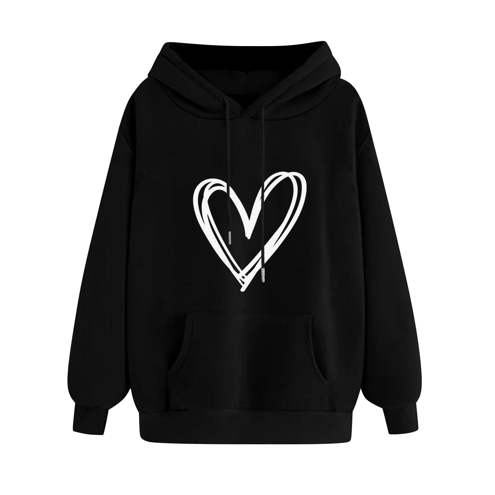 Heart Print Long Clothes Women Hoodie Sweatshirt Pullover Tops