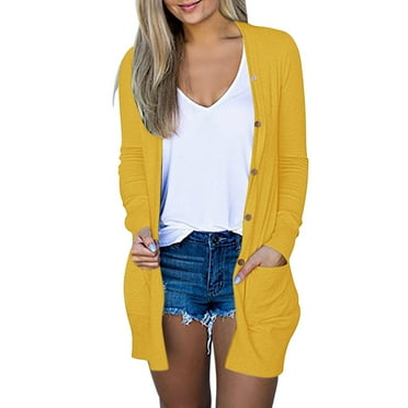 BLVB Women's Lightweight Cardigans with Pockets Button down Long Sleeve Casual Comfy Thin Open Front Cover Ups Tops
