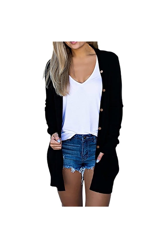 Women's Lightweight Cardigans with Pockets Button down Long Sleeve Casual Comfy Thin Open Front Cover Ups Tops