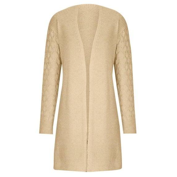 BLVB Women's Long Sleeve Cardigan Sweater Casual Open Front Cable Knit Coats Plus Size Fall Outerwear Jacket