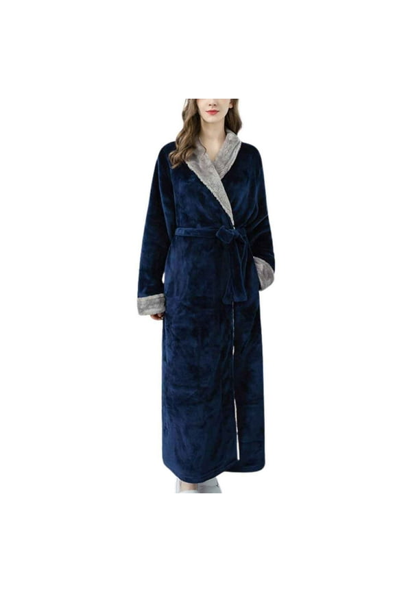 Women's Mens Plush Fleece Robes Cozy Fuzzy Thicked Warm Belted Couple Bathrobe Pajamas Sleepwear with Pockets
