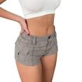 thumbnail image 1 of BLVB Women's Mini Cargo Shorts Elastic Waist Low Rise Slim Fitted Vintage Streetwear Summer Casual Chino Shorts, 1 of 5