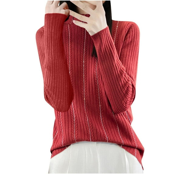 BLVB Women's Mock Neck Sweaters Ribbed Long Sleeve Pullover Sweater Knit Dressy Casual Lightweight Fall Tunic Top