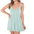 thumbnail image 1 of BLVB Women's Overall Shorts Rompers Sleeveless Spaghetti Strap Baggy Wide Leg Jumpsuits Summer Beach Outfits, 1 of 7