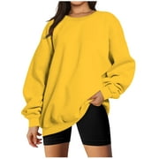 BLVB Women's Oversized Fall Winter Sweatshirts Long Sleeve Crew Neck Casual Solid Color Pullover Tops Shirts