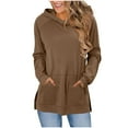 thumbnail image 1 of BLVB Women's Oversized Hoodies Side Slit Pullover Sweatshirt Casual Long Sleeve Fall Clothes Top Shirts with Pocket, 1 of 7