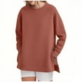 thumbnail image 1 of BLVB Women's Oversized Sweatshirts Crewneck Long Sleeve Tunic Pullover Shirts Side Zipper Tops Fall Clothes, 1 of 5