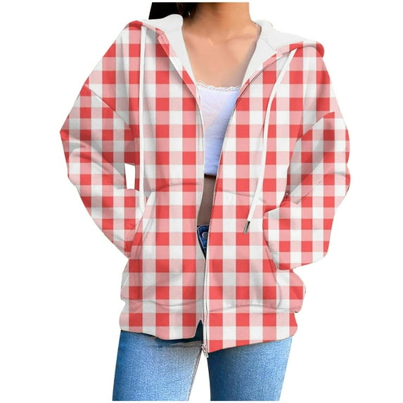 BLVB Women's Oversized Zip Up Hoodies Sweatshirts Cute Teen Girl Fall Casual Drawstring Jackets Outerwear with Pockets