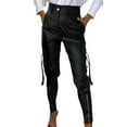 thumbnail image 1 of BLVB Women's PU Leather Pants High Waist Zipper Goth Leather Pants Legging Trousers Clubwear with Pockets, 1 of 4