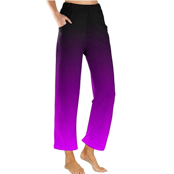 BLVB Women's Pajama Pants Soft Cropped Lounge Pant Elastic Waist Trousers Casual Sleepwear Pj Bottoms with Pockets Purple