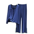 thumbnail image 1 of BLVB Women's Pajama Sets 2 Piece Soft V Neck Long Sleeve Tops and Pants Outfits Sleepwear Pjs, 1 of 9