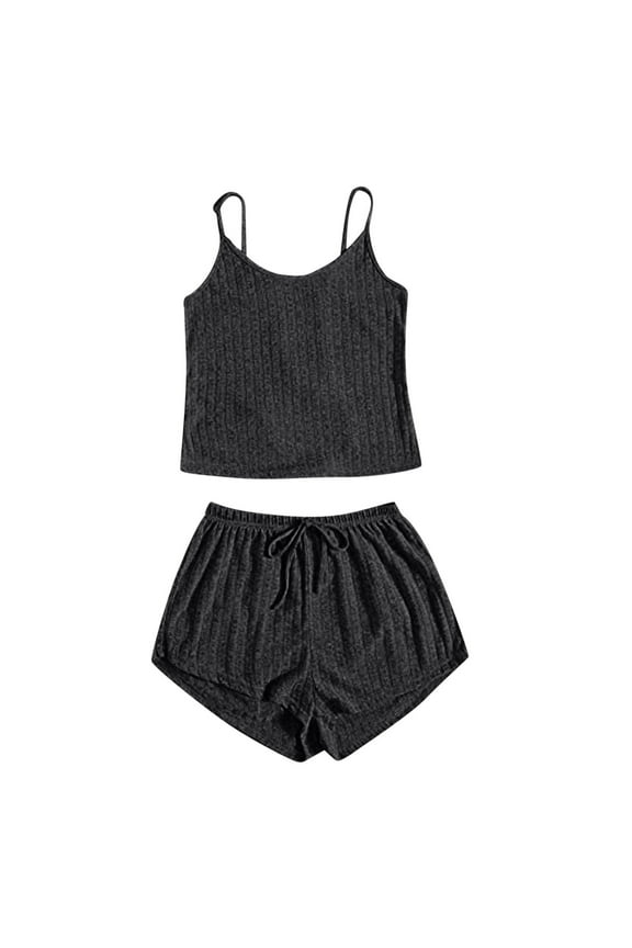 Women's Pajamas Sets Casual Sleeveless Cami Tops and Drawstring Shorts 2 Piece Outfits Sleepwear Pjs