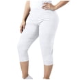 thumbnail image 1 of BLVB Women's Plus Size Capri Leggings High Waist Ribbed Knit Stretchy Yoga Workout Capri Pants for Athletic Casual Lounge, 1 of 7