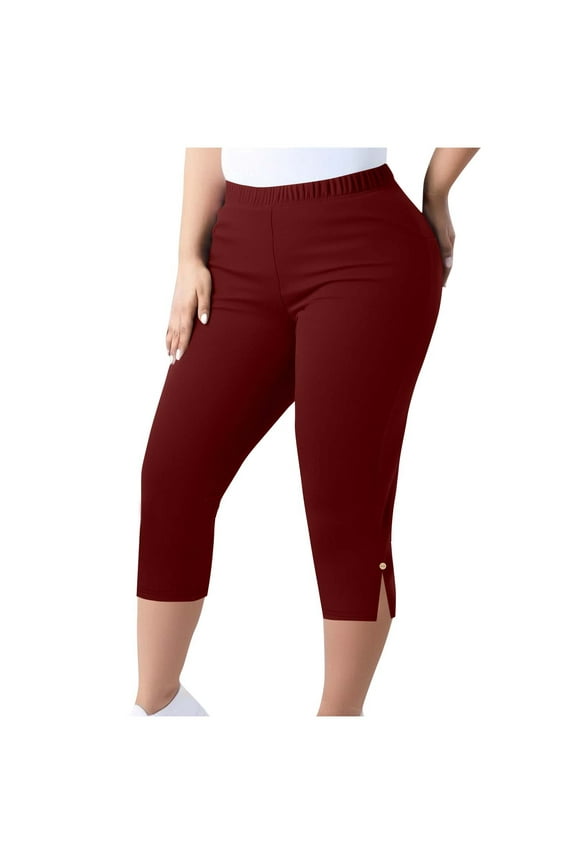 Women's Plus Size Capri Leggings Lightweight Soft Crop Leggings Basic Capris Yoga Pants High Waisted Pull on Dressy Casual Tights