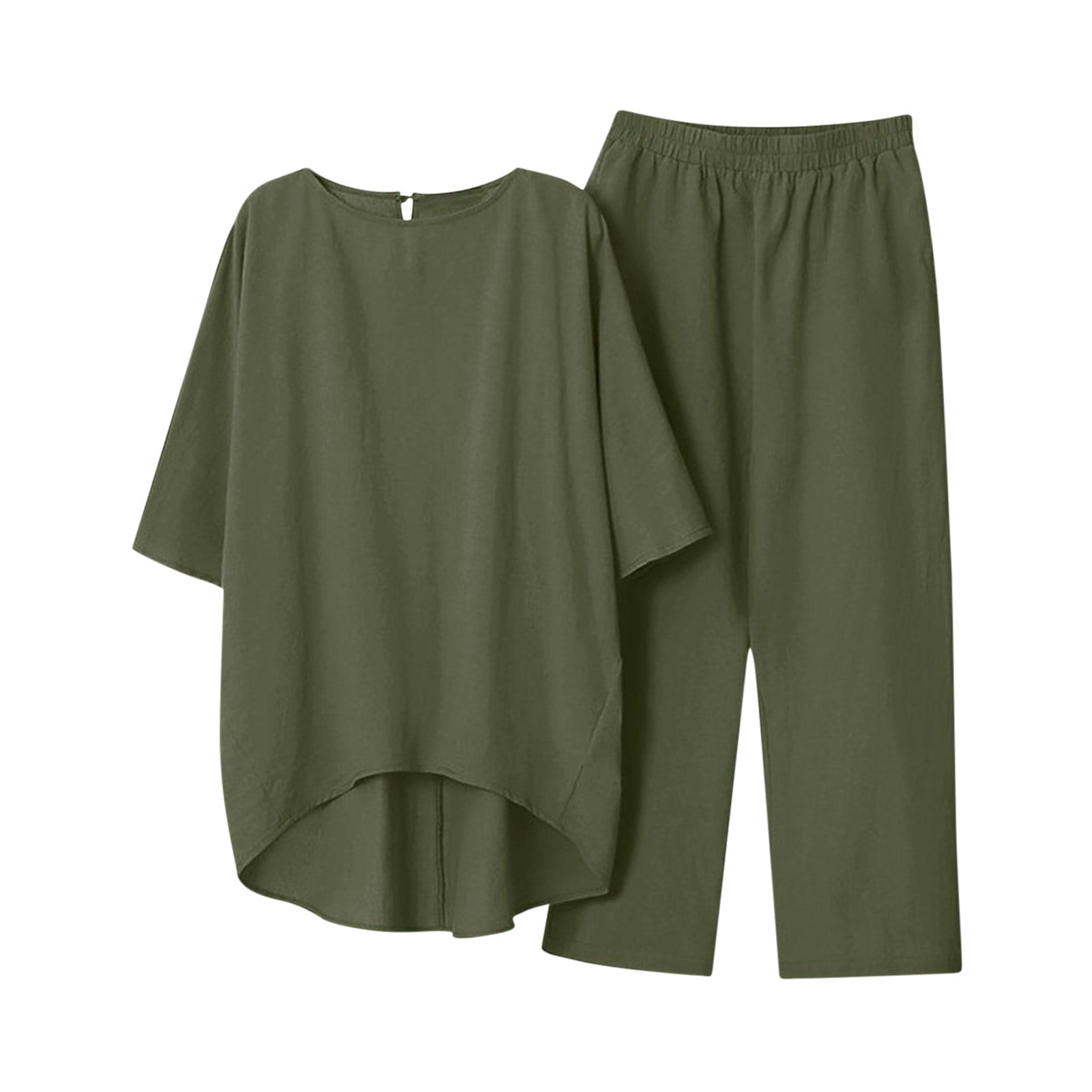 Women's Minimalist Linen Blend Strapless Long-sleeved Blouse And Wide-leg Pants Set main image 0