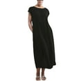 thumbnail image 1 of BLVB Women's Plus Size Dress Casual Short Sleeve Crewneck Loose T Shirts Dress Summer Linen Comfy Midi Dress with Pockets, 1 of 6