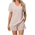 thumbnail image 1 of BLVB Women's Plus Size Pajamas Casual Printed V Neck Short Sleeve Tops and Shorts Lounge Sets Sleepwear Pjs with Pockets, 1 of 9
