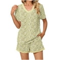 thumbnail image 1 of BLVB Women's Plus Size Pajamas Casual Printed V Neck Short Sleeve Tops and Shorts Lounge Sets Sleepwear Pjs with Pockets, 1 of 6