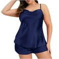 thumbnail image 1 of BLVB Women's Plus Size Satin Sleepwear Silk Cami Top and Shorts Pajama Set Soft Sleep Pjs 2 Piece Nightwear Gift, 1 of 3