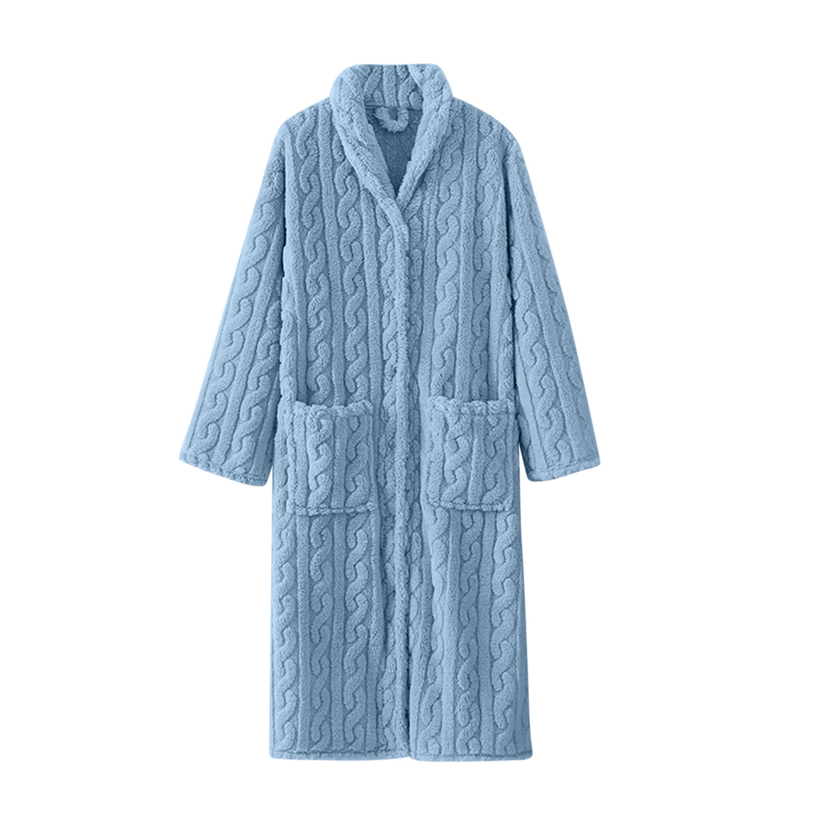 BLVB Women's Plush Long Robe Soft Bathrobe Button Up BLVB Women's Plush Long Robe Soft Bathrobe Button Up