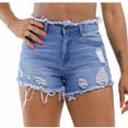thumbnail image 1 of BLVB Women's Ripped Jean Shorts Casual Stretchy High Waist Frayed Hem Distressed Summer Jean Shorts with Pockets, 1 of 8