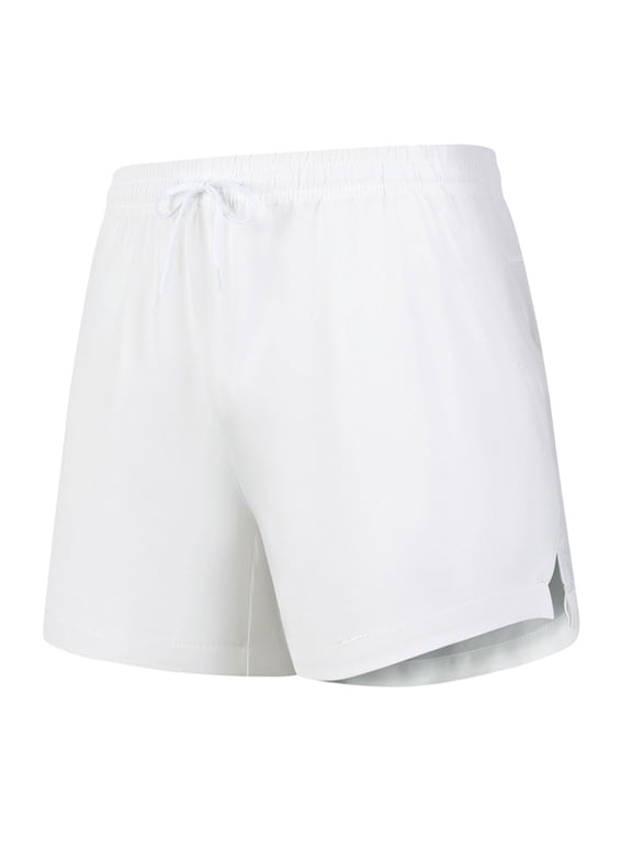 Women's Running Shorts Elastic Mid Waisted with Pockets Sporty Workout Athletic Shorts Gym Clothes