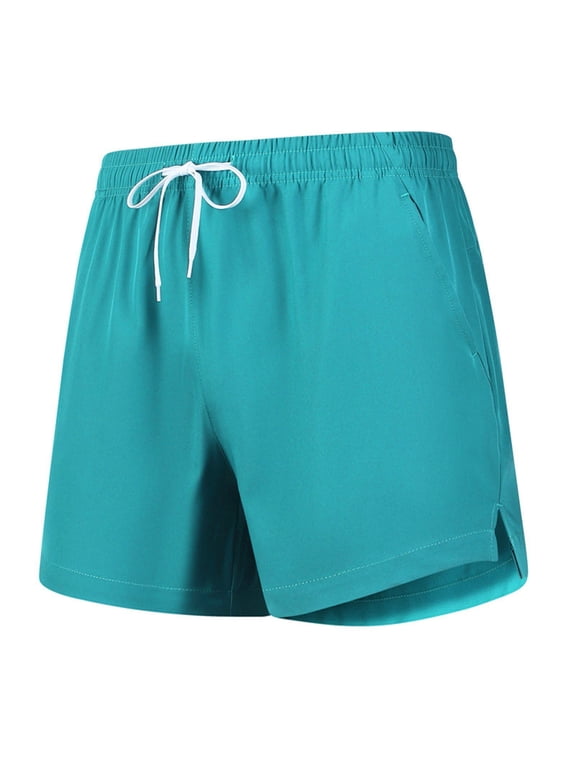 Women's Running Shorts Elastic Mid Waisted with Pockets Sporty Workout Athletic Shorts Gym Clothes