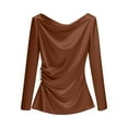 thumbnail image 1 of BLVB Women's Satin Blouse Ruched Cowl Neck Elegant Shirt Long Sleeve Spring Summer Tops Casual Work Office Outfits, 1 of 6