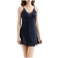 thumbnail image 1 of BLVB Women's Satin Nightgown V-Neck Lace Sleepwear Soft for Women Spaghetti Straps Short Slip Nightdress, 1 of 4