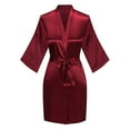 thumbnail image 1 of BLVB Women's Satin Robe Solid Color Short Silk Robes V-Neck Bridesmaid Wedding Party Bathrobes Loungewear Sleepwear, 1 of 4