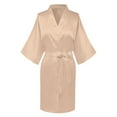 thumbnail image 1 of BLVB Women's Satin Robe Solid Color Short Silk Robes V-Neck Bridesmaid Wedding Party Bathrobes Loungewear Sleepwear, 1 of 5