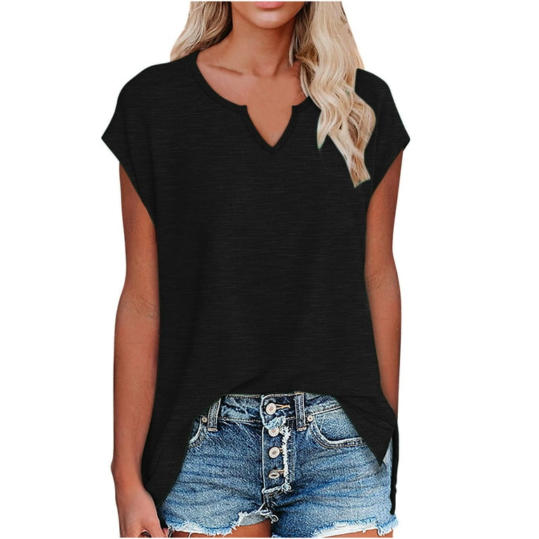 Casual Solid Slit O Neck T-Shirts Casual Solid Slit O Neck T-Shirts