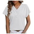 thumbnail image 1 of BLVB Women's Short Sleeve Tunic Tops Summer V Neck Solid Color T-Shirts Casual Going out Dressy Blouse Tees, 1 of 3