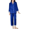 thumbnail image 1 of BLVB Women's Silk Satin Pajama Sets 2 Piece Long Sleeve Button down Shirts and Pants Outfits Sleepwear Pjs, 1 of 4