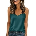 thumbnail image 1 of BLVB Women's Silk Satin Tank Tops V Neck Adjustable Spaghetti Strap Sleeveless Camisole Shirts Summer Basic Blouse, 1 of 7