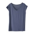 thumbnail image 1 of BLVB Women's Sleep T-Shirt Short Sleeve V-Neck Pajama Top Solid Color Soft Loungewear Tunic Tee Shirts Base Layer, 1 of 4