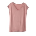 thumbnail image 1 of BLVB Women's Sleep T-Shirt Short Sleeve V-Neck Pajama Top Solid Color Soft Loungewear Tunic Tee Shirts Base Layer, 1 of 4