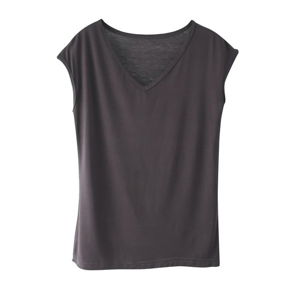 BLVB Women's Sleep T-Shirt Short Sleeve V-Neck Pajama Top Solid Color Soft Loungewear Tunic Tee Shirts Base Layer