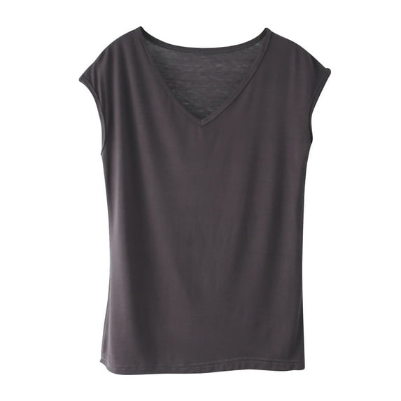 BLVB Women's Sleep T-Shirt Short Sleeve V-Neck Pajama Top Solid Color Soft Loungewear Tunic Tee Shirts Base Layer