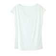 thumbnail image 1 of BLVB Women's Sleep T-Shirt Short Sleeve V-Neck Pajama Top Solid Color Soft Loungewear Tunic Tee Shirts Base Layer, 1 of 4